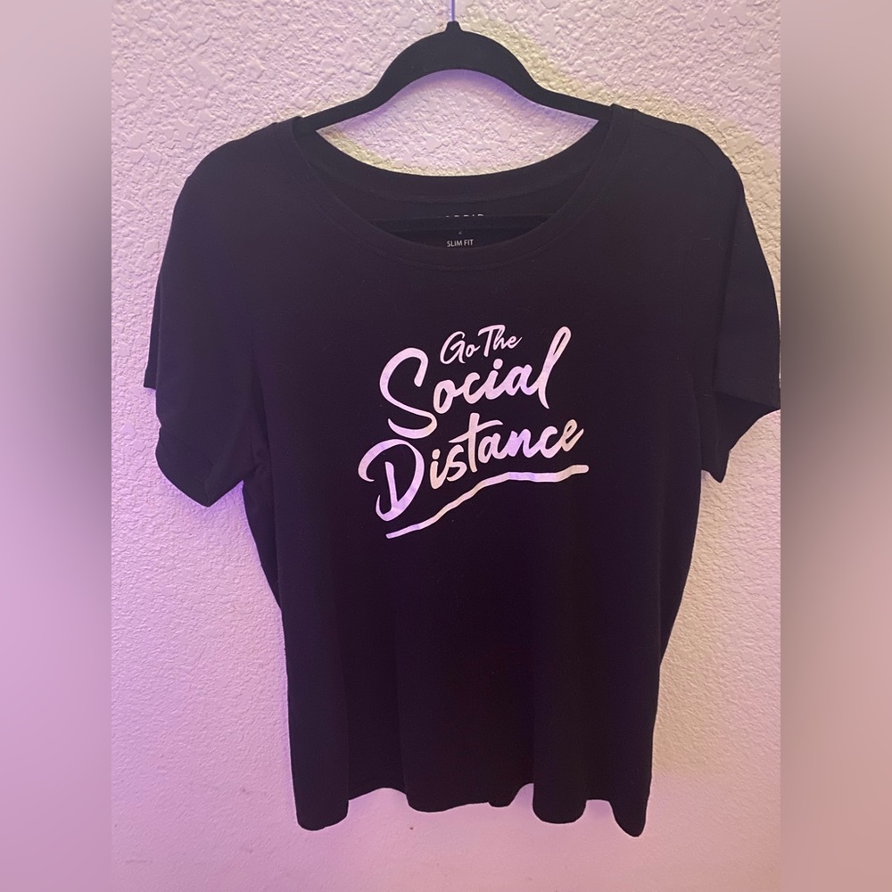 Torrid Size 2 Slim Fit Black Go The Social Distance Short Sleeve T- Shirt